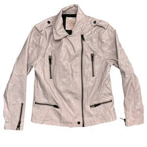 Chaser Women's CHASOR Moto Jacket, Size Medium, Beige - New Pleather